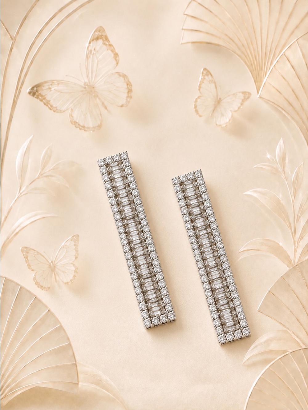 🎁😍Silver Baguette Crystal Linear Earring
